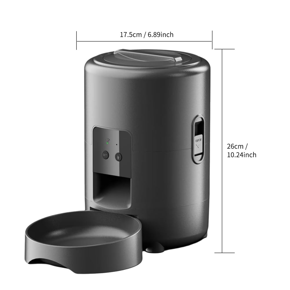 Malloy 2L Automatic Smart WiFi Pulsante Cat Feeder Pet Food Dispenser per Secco per Gatti e Cani Distributore di Crocchette Ciotola per per Animali Domestici