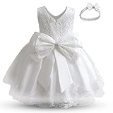 NNJXD Mädchen Tüll Blume Prinzessin Hochzeitskleid für Kleinkind und Baby 4-5 Jahre (Größe120) 648 Weiß-C