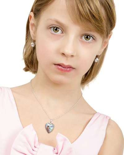 Image of Love Heart Locket Necklace That Holds Pictures Stitch-Shape Necklace Stuff Gifts Ohana Photo Lockets Necklace