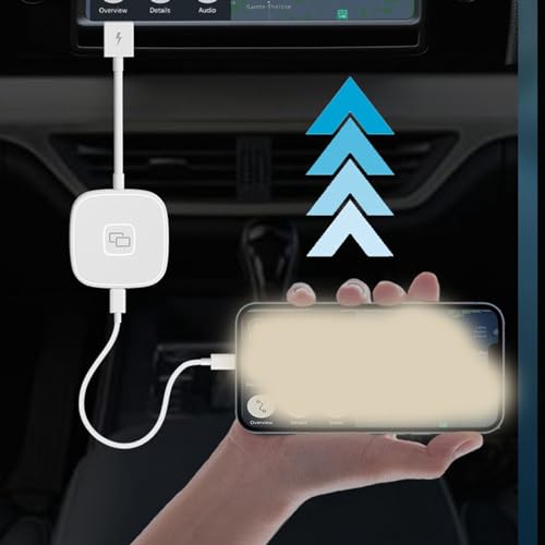 Dispositivo di Mirroring dello Schermo 'auto, Adattatore a Specchio per Telefoni IOS, Sincronizzazione in Tempo Reale, qualità 'immagine HD, Dongle di Mirrrorring Cablato, (Piazza)