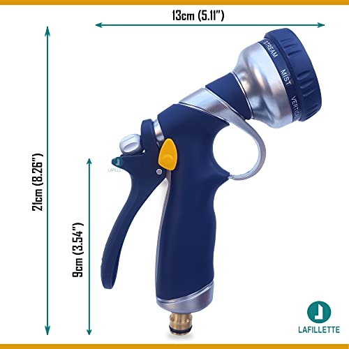 Image of LAFILLETTE Multifunctional High Pressure Foam Water Spray Gun - Garden Hose Nozzle Hand Sprayer, 8 Pattern Metal Watering Nozzle for Car Washing, Garden Watering, Home Cleaning, Pets Washing