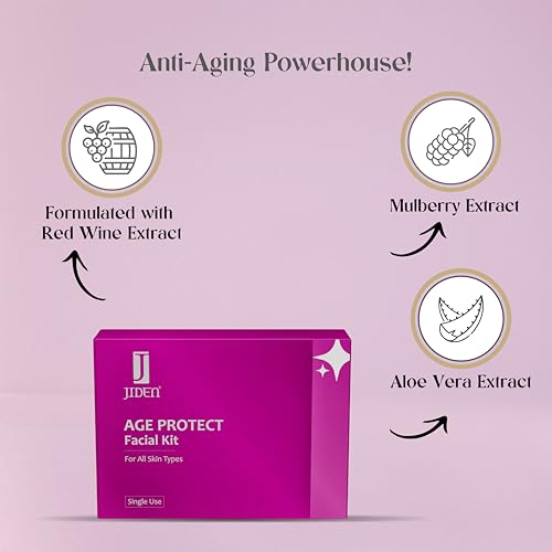Image of JIDEN Premium Age Protect Facial Kit 30gm 6-Step Anti-Aging Skincare Routine Red Wine Extract, Mulberry Extract & Aloe Vera Hydrating, Brightening & Anti-Wrinkle Face Kit Youthful Glow All Skin Types