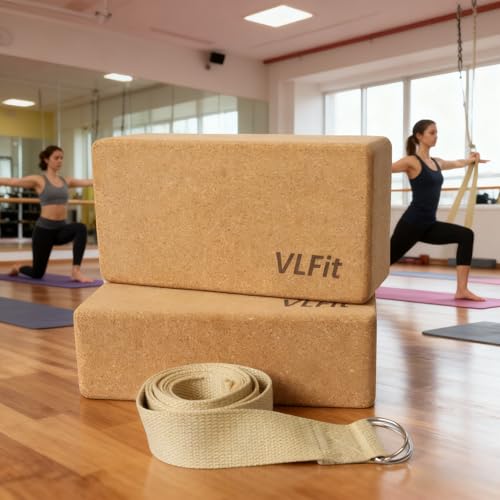 Yoga-Blöcke VLFit 2er Set | Yogablöcke aus KORK | 23 x 15 x 7,5 cm je...