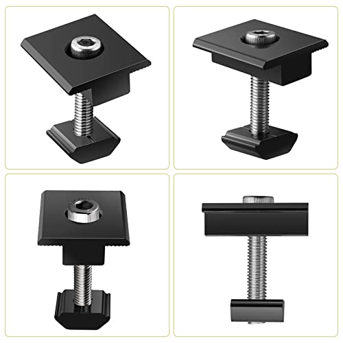 Anbte 10 Stück Mittelklemmen 30mm/35mm T-förmige Aluminiumlegierung Solarmodul Halterungen Kit inkl. 10pcs Schrauben M8*49mm Photovoltaik Solarpanel Montage Befestigungszubehör (Schwarz)