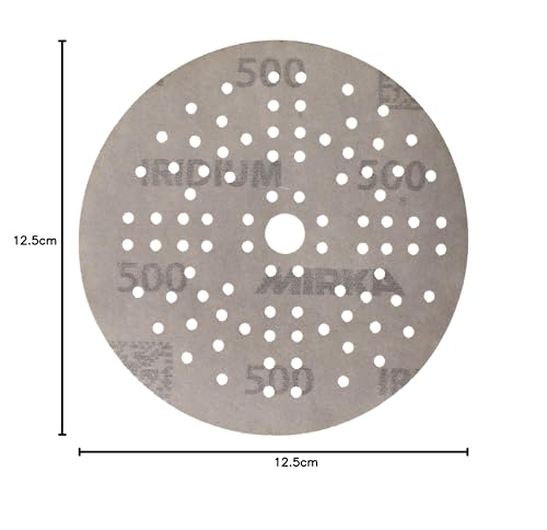 Mirka Iridium Premium-Schleifpapier Ø 125mm Klett 89-Loch, Korn 500, 100 Stk/Zum Schleifen von Lack, Spachtel, Grundierung, Holz, Stahl, Mineralwerkstoffe, Kunststoff