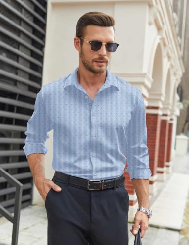 Image of COOFANDY Mens Stretch Dress Shirts Long Sleeve Button Down Shirt Regular Fit Formal Business Shirts