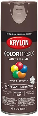 6-Pack of 12 oz Krylon K05527007 Leather Brown COLORmaxx Paint & Primer Spray Paint, Gloss