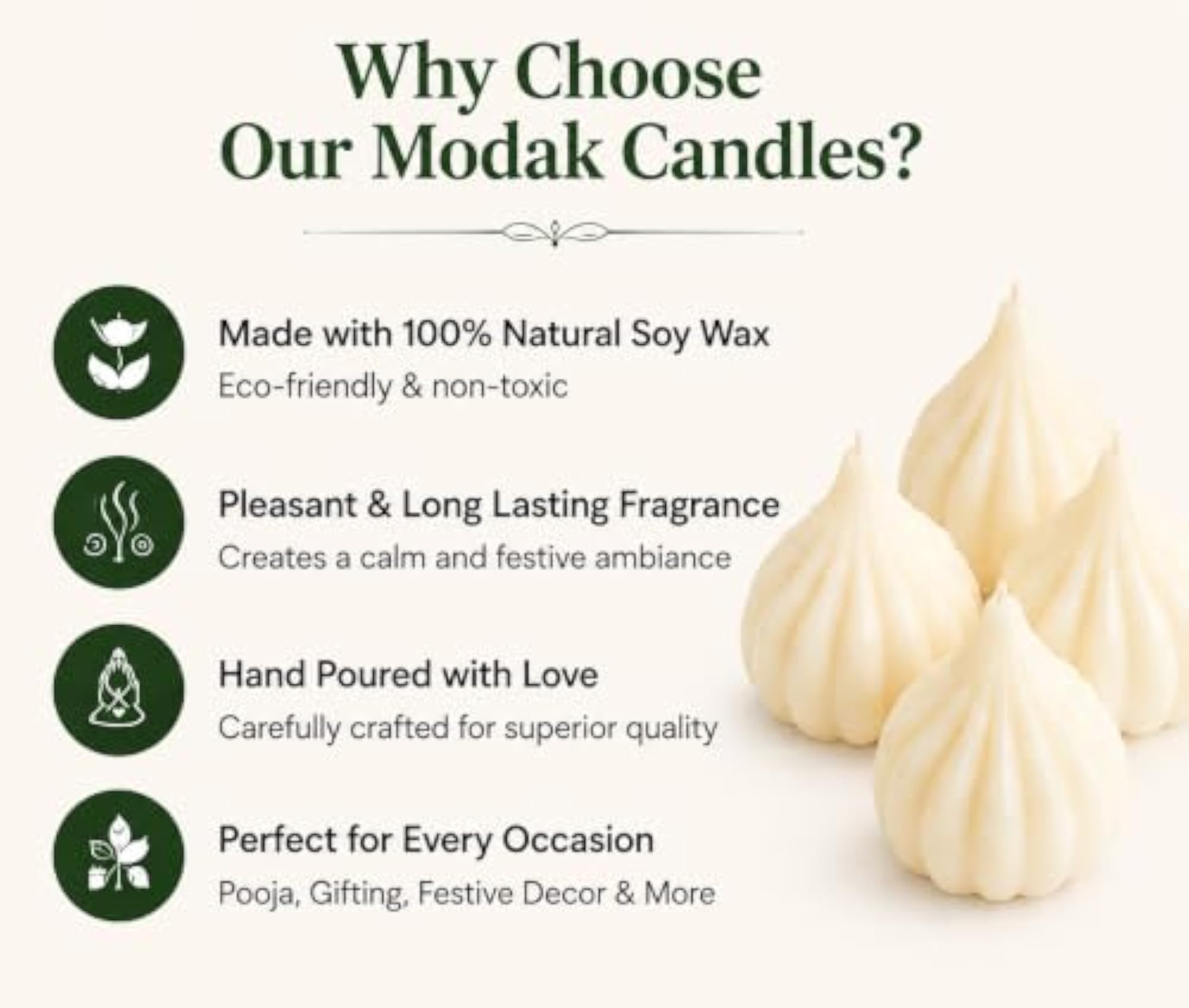 Handcrafted Modak Shape Scented Candles for Festive Decor