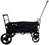 GO-GO BABYZ FOLDING WAGON STROLLER CART with Push Handle and Rear Foot Brake, black