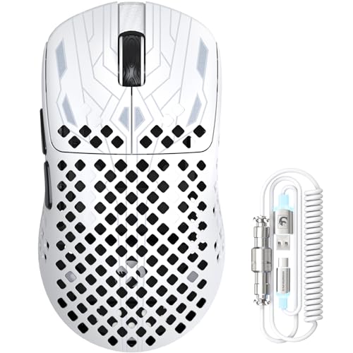 MAMBASNAKE M2 Ultra-Lightweight Wireless Gaming Mouse, PAW3395PRO Sensor 40000 DPI, 41g Carbon Fiber, Mouse Coiled Cable, Tri-Mode 2.4G/Bluetooth/Wired, 100M Clicks, Cloud Driver, Ergonomic Design
