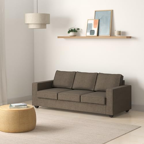 Image of Wakefit Sofa Set | 3 Year Warranty | Mini 3 Seater Sofa for Living Room, Wooden Couch - Napper Mini (Omega : Grey)