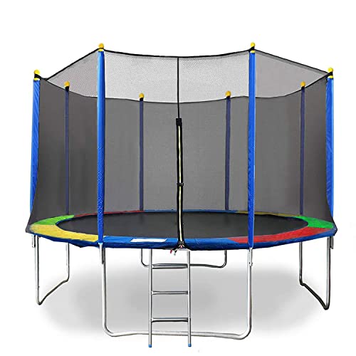 Image of REZNOR 6 Feet Rainbow Color Trampoline with Enclosure Safety Net & Jumping Pad for Children Kids & Adults Indoor /Outdoor Backyard Fitness Exercise Recreational Trampolines