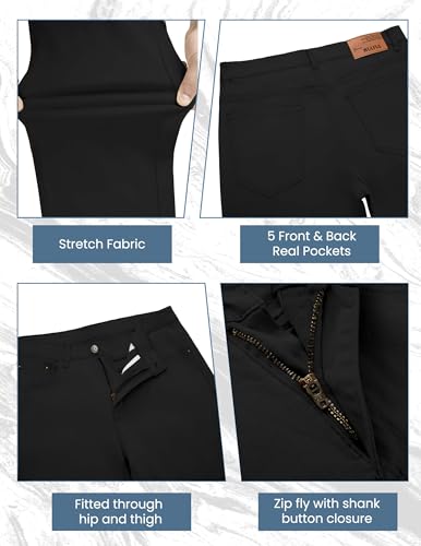 WULFUL Men's Slim Fit Skinny Stretch Comfy Jeans Denim Pants Black