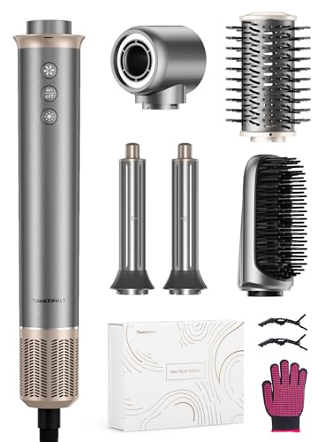 TRANXPHIT 5 in 1 Hot Air Magic Styler: Multi Hair Styler Set, High Speed Dryer, Hot Air Brush, Volumizer, 500 Million Negative Ionic Wrap Curler, Curling, Volumizing, Straightening for All Hair Types