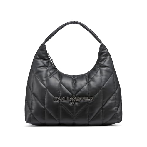 KARL LAGERFELD Paris Women's Handbags Hobo,Black/Gunmental,1SZ