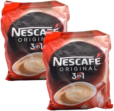 Nescafe 3 in 1 Original Soluble Ground Coffee Beverage, 30 Sachets Bag - Medium Roast - Pack of 2 (Imported)