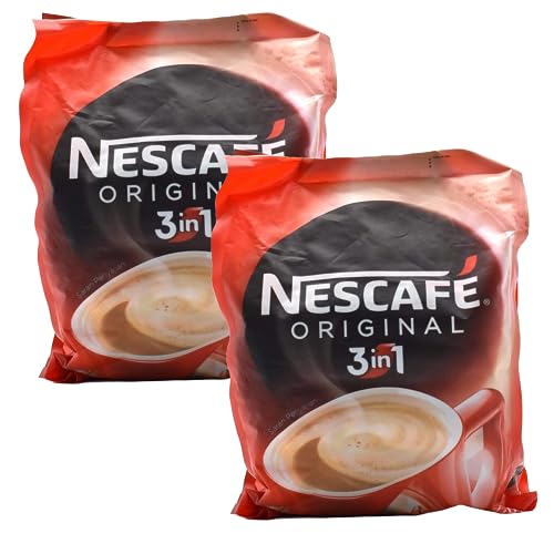 Image of Nescafe 3 in 1 Original Soluble Ground Coffee Beverage, 30 Sachets Bag - Medium Roast - Pack of 2 (Imported)