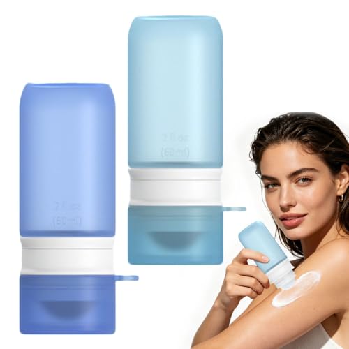 Nzkeuf 2 Stück Sonnencreme Applikator 60ml Sonnencreme Roller Nachfüllbar Tragbarer Sunscreen Applicator für Sonnencreme Sonnenmilch Lotion Sonnencreme Spender für Kinder Erwachsene Reisen