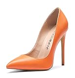 Escarpins Femme Castamere Escarpins Femme Talon Fête Mariage Sexy Talon Haut Aiguille Bout Pointu High Heels Chaussures Stilettos Talons 12CM PU Orange Escarpin EU 40