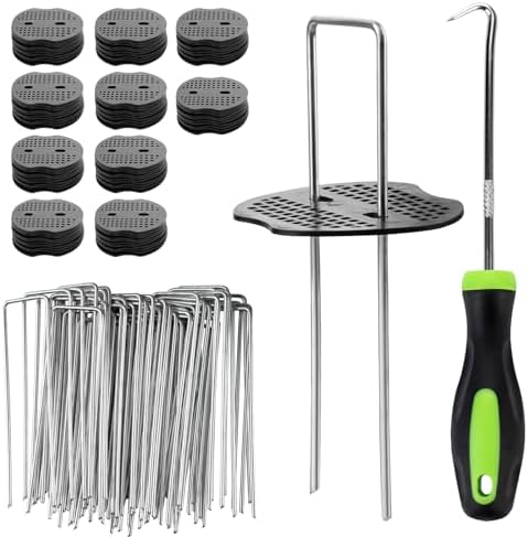Lot De 50 Piquets En U Galvanisés + 50 Rondelles - 15 Cm - Pour Fixation Toile, Gazon, Filet De Jardin