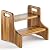2BHOME Wooden Step Stool, Heavy Duty Two-Step Stool for Adults with Built-in Handle, Wooden Stepping Stool with 500Lbs Capacity for Kitchen & Bathroom, Non-Slip Wood Bedside Bed Steps for High Beds