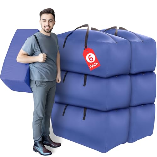 Confezione da 6 borse per traslochi con cerniera resistente e manici comodi, resistenti per imballaggio, trasloco e conservazione, borse essenziali per dormitorio, blu navy Confezione da 6 borse per traslochi con cerniera resistente e manici comodi, resistenti per imballaggio, trasloco e conservazione, borse essenziali per dormitorio, blu navy