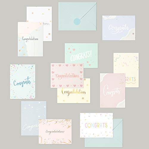 Monolike Day-By-Day Card, Congratulations - Mix 36 Mini Postcards, 36 Envelopes, 36 Stickers Package #TOP5