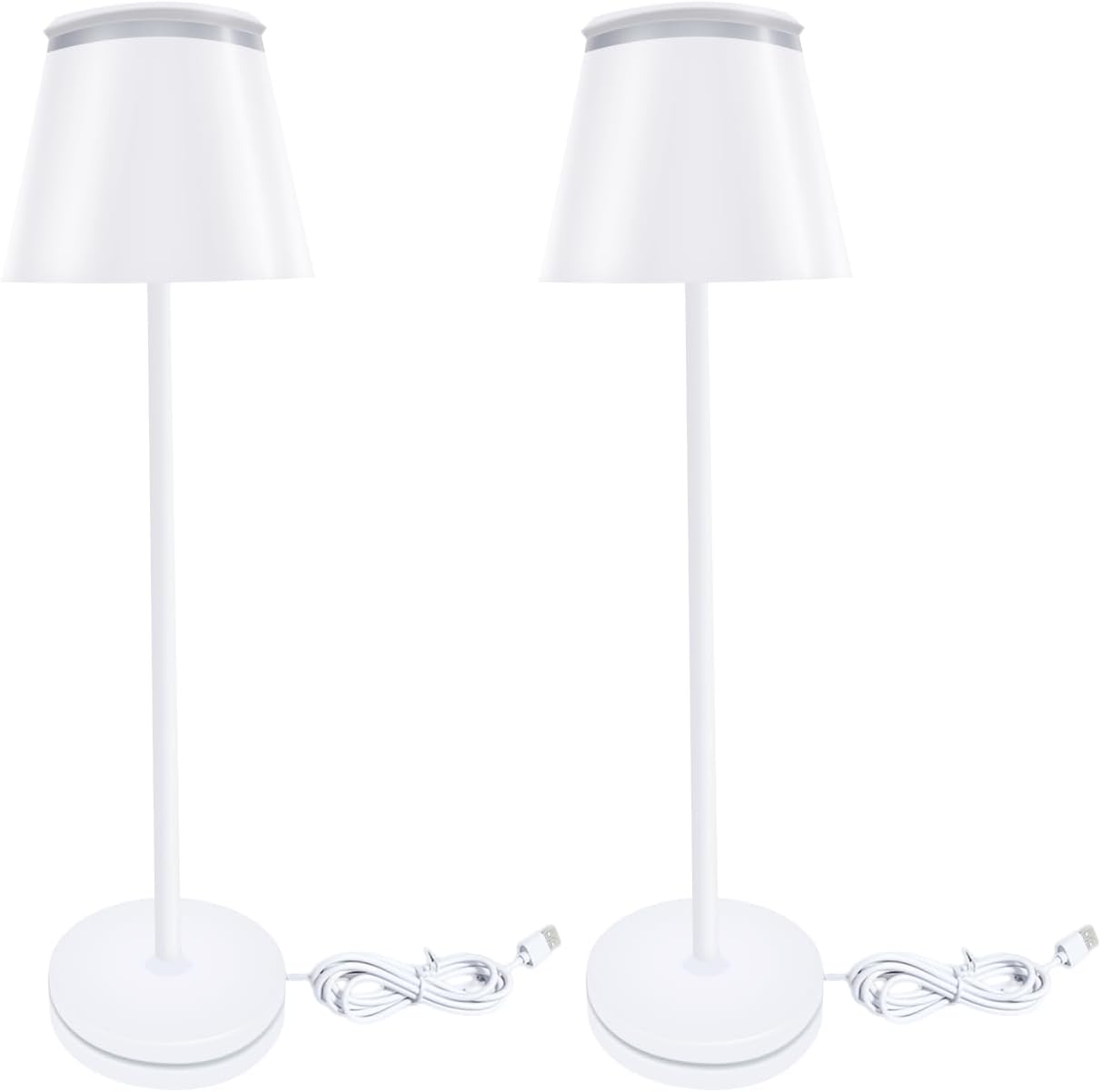 Touch Desk Lamp with Charging Dock: 3 Color Stepless Dimming 5000mAh Rechargeable Battery 4 Timer Settings IP54 Waterproof for Bedroom Nightstand(2 Pack White) 2 Pack Lamps with Charging Dock