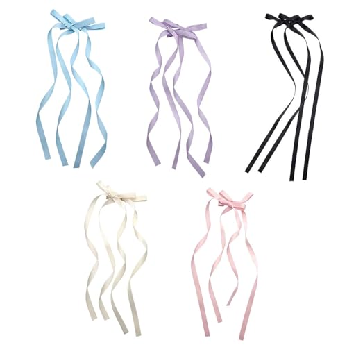 Pinzas para el Pelo con Lazos Largos de Satén,10 PCS Lazo Pelo Mujer Clip de Metal Antideslizante para Mujeres y Niñas Accesorios Elegantes para Bodas Día de la Mujer o Diario