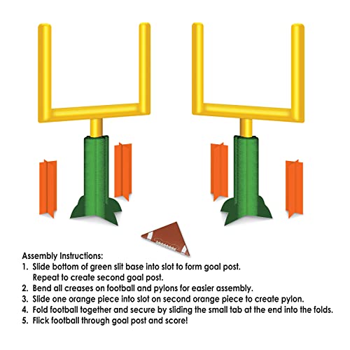 Beistle 2 Piece Paper Game Day Goal Post Centerpieces Football Decorations Sports Party Supplies, 11", Green/Yellow/Orange/Brown/White #TOP3