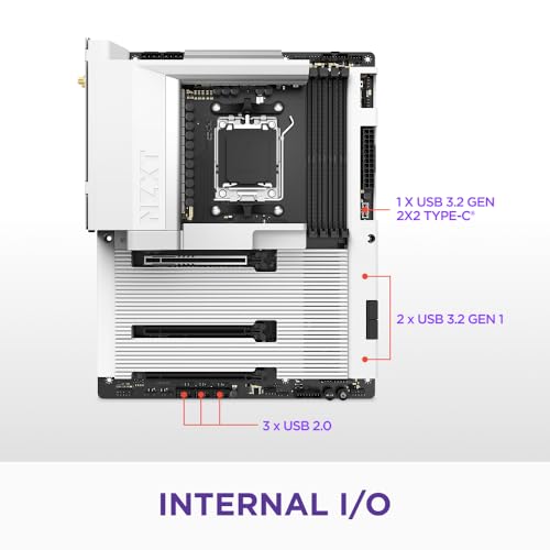 Image of NZXT N7 B850 - AMD B850 AM5 ATX Gaming Motherboard for Ryzen 9000 /8000 /7000-16+2+1, DDR5, 3X M.2, PCIe 5.0, Wi-Fi 6E, 2.5GbE LAN - M.2 NVME with Quick-Release Latch - Full Cover - White