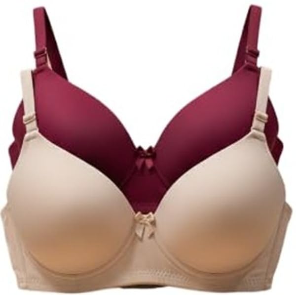 Image of Women's Lycra Lightly Padded Full Coverage Wirefree T-Shirt Bra Combo Pack of 2
