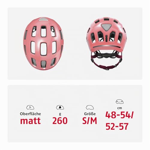 ABUS Fahrradhelm Youn-I 2.0 - mit Licht für Kinder, Jugendliche und junge Erwachsene - für Mädels und Jungs - Koralle, Größe M – Ansicht 5
