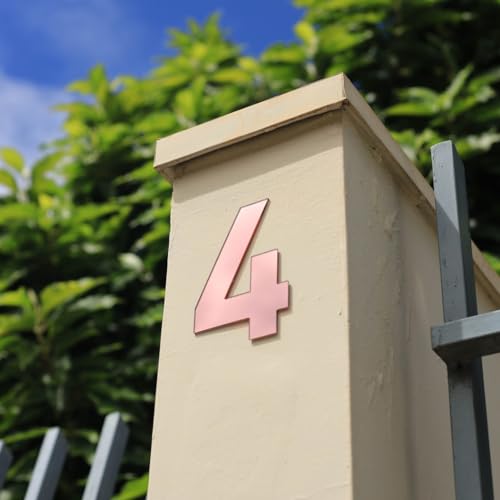 Número Residencial Acrílico Espelhado Para Área Externa ou Interna 5 cm Rose + Fita 3M (4)