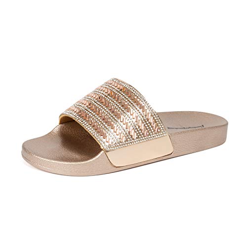Image of FUNKYMONKEY Women's Slides Rhinestone Glitter Slip On Footbed Platform Sandals