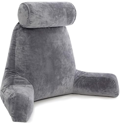Husband Pillow XXL - Reading Pillow Bed Chair with Arms & Back Support - Dark Grey - Back Pillow for...