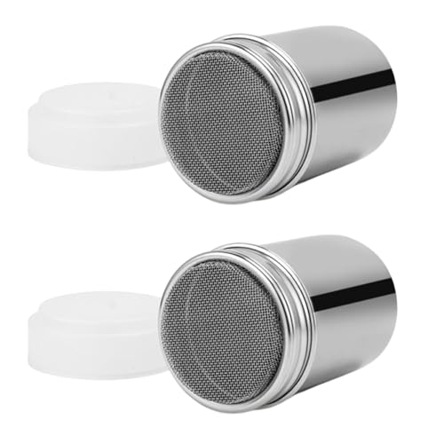 BinXiaoQin Spargitore per zucchero a velo con coperchio, in acciaio inox, 2 pezzi