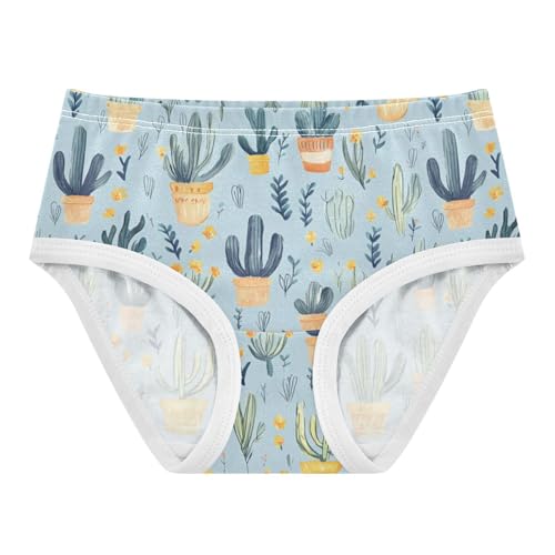 ZZKKO Watercolor Cactus Leaf Girls Underwear Toddler Panties for Girls Comfort Brief Size 2-8T