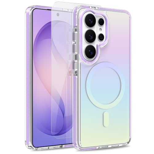 Image of Magnetic Case for Samsung Galaxy S26 Ultra [Compatible with Magsafe] [Anti-Yellowing] [1 Screen Protector] Slim Clear Iridescent Case for Galaxy S26 Ultra 6.9 inch, Purple