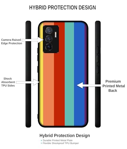 Image of Rainbow Colors Design Premium 2D Printed Metal Back Case Cover for Vivo V23E 5G / Y75 4G