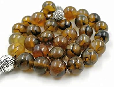 ALBASHAN Tasbih Natural Brown agates stone islamic rosary misbaha 33beads Metal tassels Arabic fashion bracelet Jewelry Accessories gift