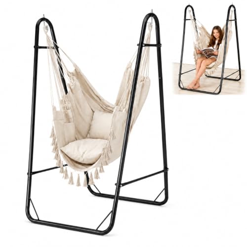 WUDLEP Rectangular Swing Stand with Hammock Chair 330 lb Max Load