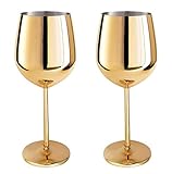 Copa de vino de acero inoxidable dorada. Diseño elegante: el acero inoxidable cepillado da un aspecto muy moderno y combina con cualquier decoración de comedor o encajará con entretenimiento casual al aire libre.