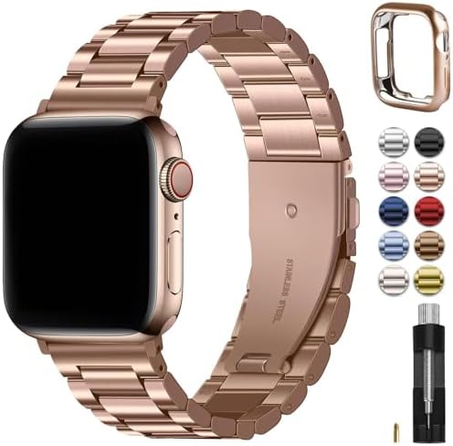 Fullmosa Metal Band with Case Compatible with Apple Watch Strap 49mm 46mm 45mm 44mm 42mm 41mm 40mm 38mm, Steel Apple Watch Band for iWatch Ultra3/2/1 SE3/SE2/SE Series 11/10/9/8/7/6/5/4/3/2/1