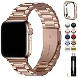 Fullmosa Compatible with Apple Watch Band 41mm 40mm 38mm 45mm 44mm 42mm 46mm 49mm, Stainless Steel Band with Case for iwatch Ultra Series11 10 9 8 7 6 5 4 3 2 1 & SE3/2/1,38mm 40mm 41mm Rose Gold