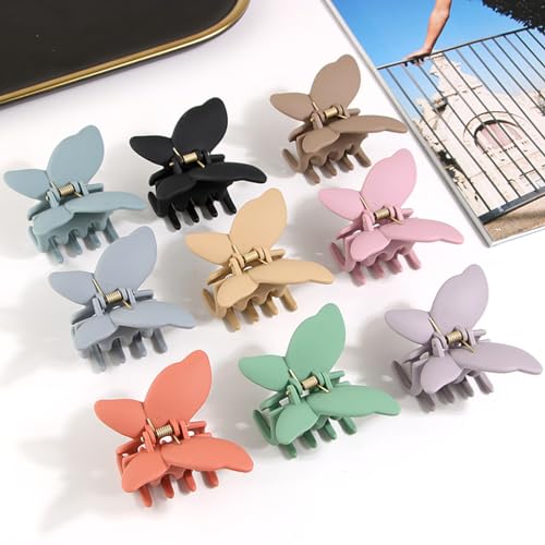 ALIMITOPIA Butterfly Hair Claw Clip Non Slip Matte Hairpin Barrette Headdress Bobby Pins Headwear Hair Jaw Clamp Clip Accessories for Women Girl Thick Thin Hair(Medium 2.7 inches;9pcs) - Thumbnail 3