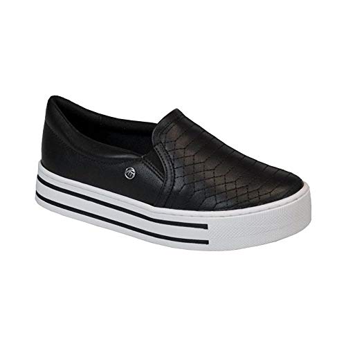 Slip On Flatform Via Marte Embroidery Preto
