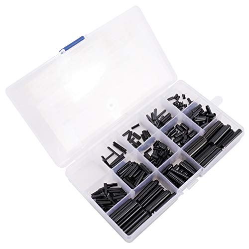 Highfree 390 Pieces Slotted Spring Steel Pins, Steel Split Spring Dowel Tension Roll Pins Assortment Set,M1.5 M2 M2.5 M3 M4 M5 M6, 13 Types #TOP5