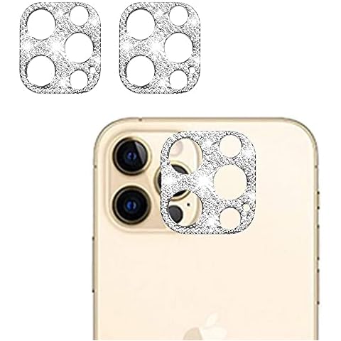 Winkinfly [2 Pack] Bling Crystal Camera Lens Protector Compatible with iPhone 12 Pro,Rear Camera Cover 3D Bling Diamond Lens Cover Protective Ring Decoration Sticker Protector (Silver) Cover