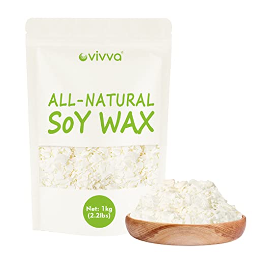 Vivva All Natural Soy Candle Wax for Candle Making Supplies DIY - 1KG Bag Premium Soy Wax Flakes Bulk